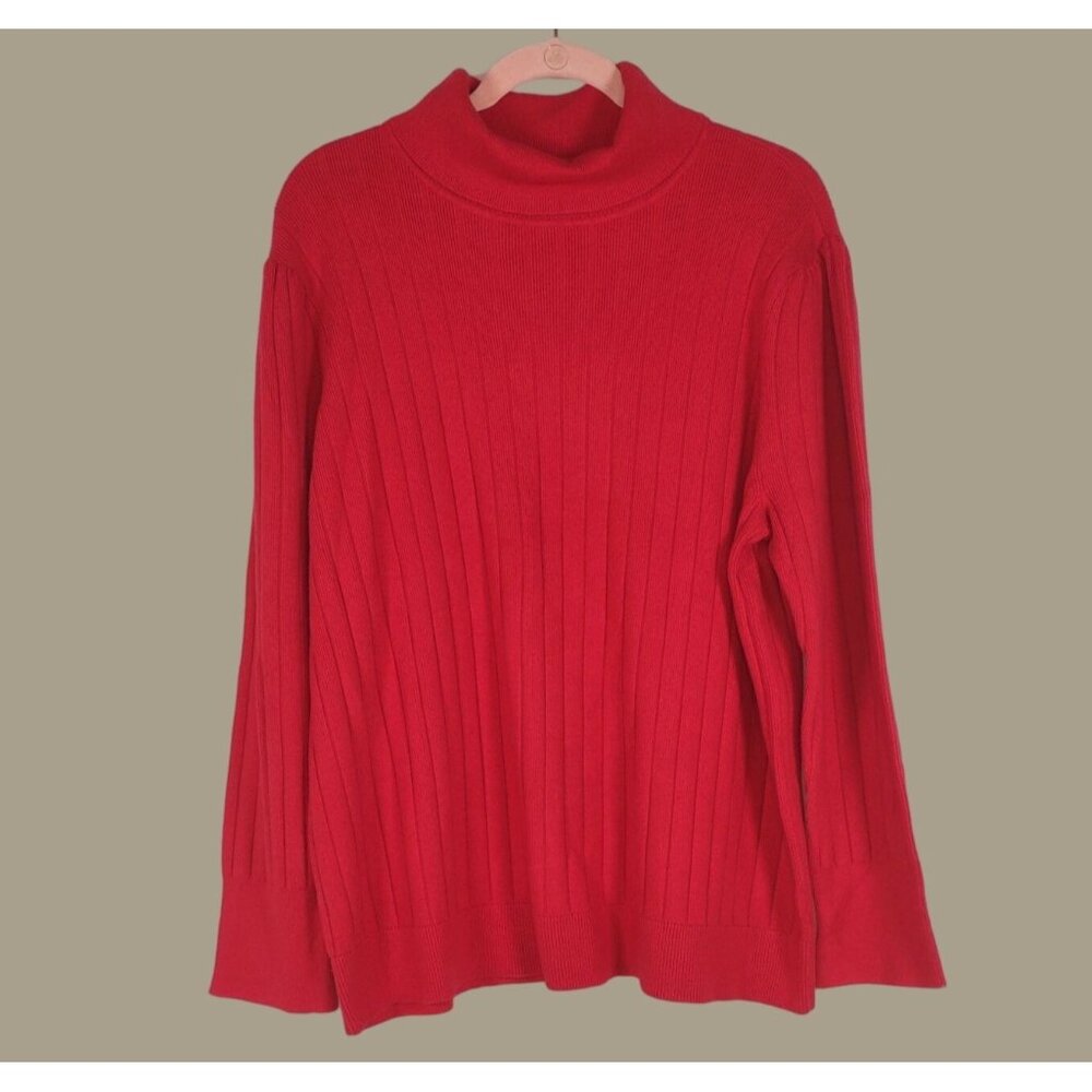Talbots Womens Red Ribbed Turtleneck Sweater Plus Size 3X NWT